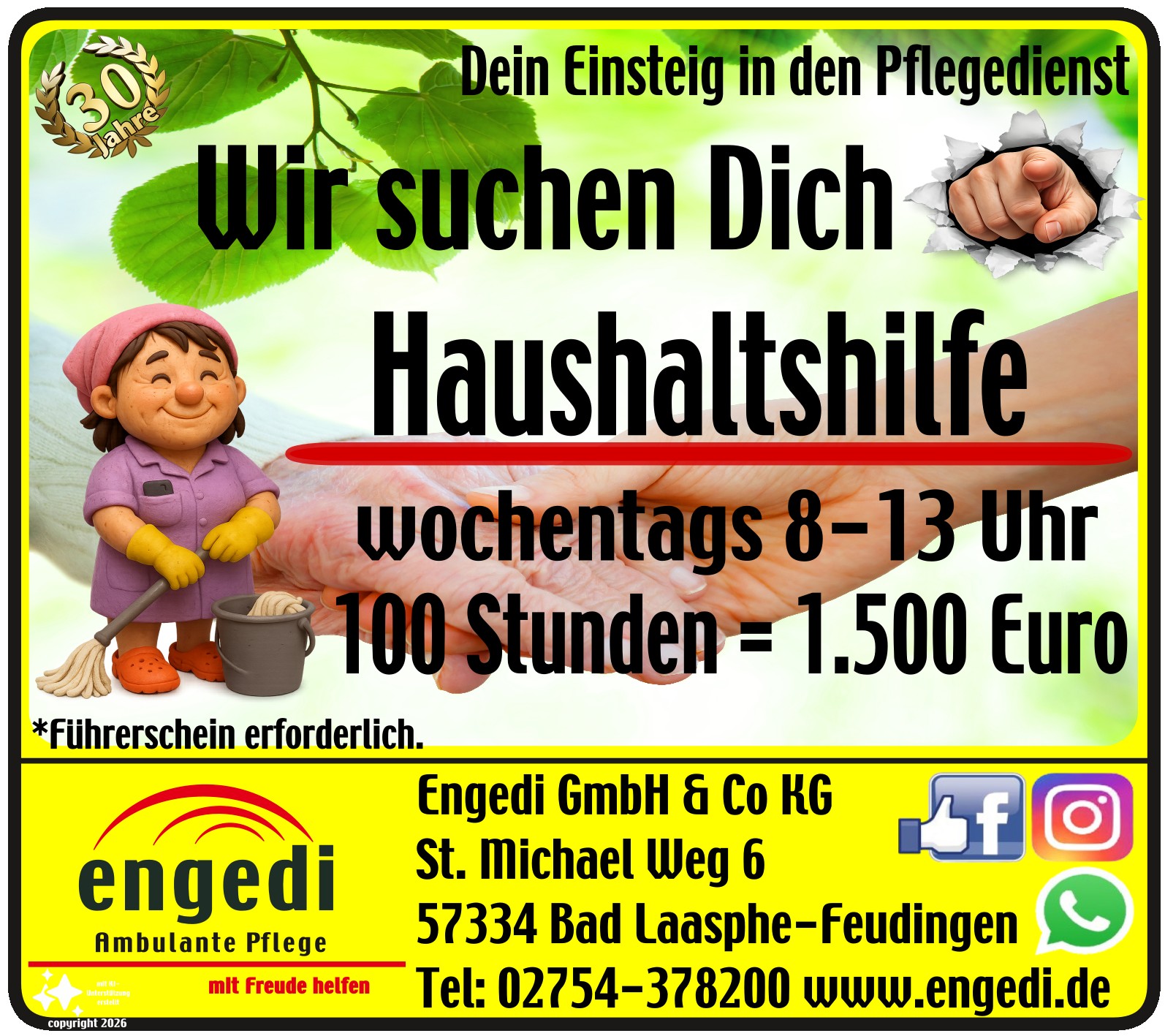 Stellenanzeige Hauswirtschaftskraft
